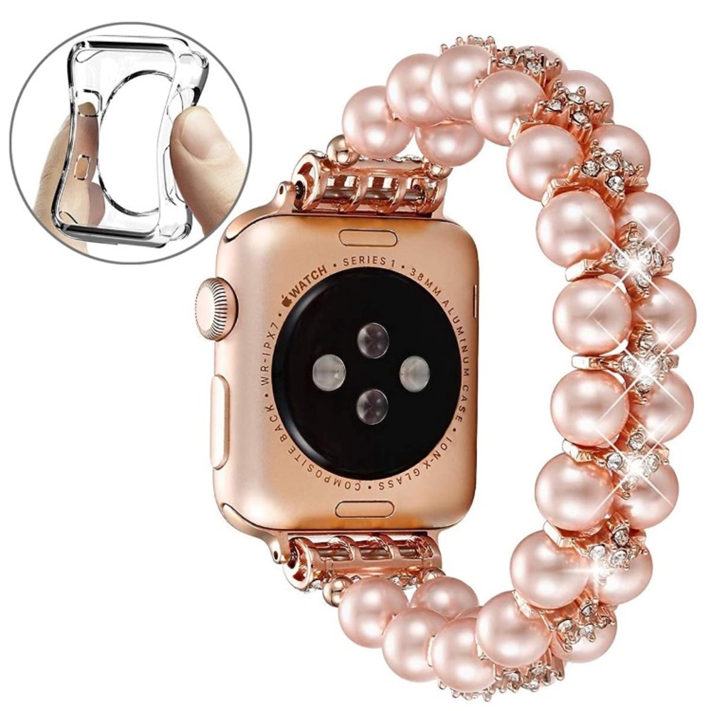 Rose Gold For Apple Watch Band Only Pearl Elastic